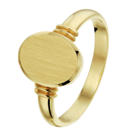 14 karaat massief geel gouden monogram ring met een afmeting van 12.5x10mm.